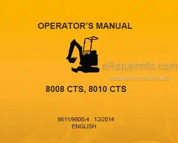 Photo 5 - JCB 8008CTS 8010CTS Operators Manual Compact Excavator 9811-9800-4