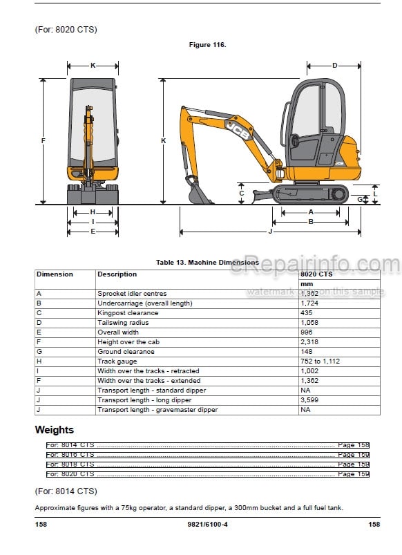 Photo 5 - JCB 8014CTS 8016CTS 8018CTS 8020CTS Operators Manual Compact Excavator 9821-6100