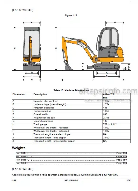 Photo 5 - JCB 8014CTS 8016CTS 8018CTS 8020CTS Operators Manual Compact Excavator 9821-6100