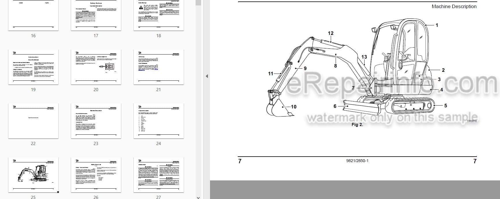 Photo 3 - JCB 8018CTS Operators Manual Compact Excavator 9821-2850