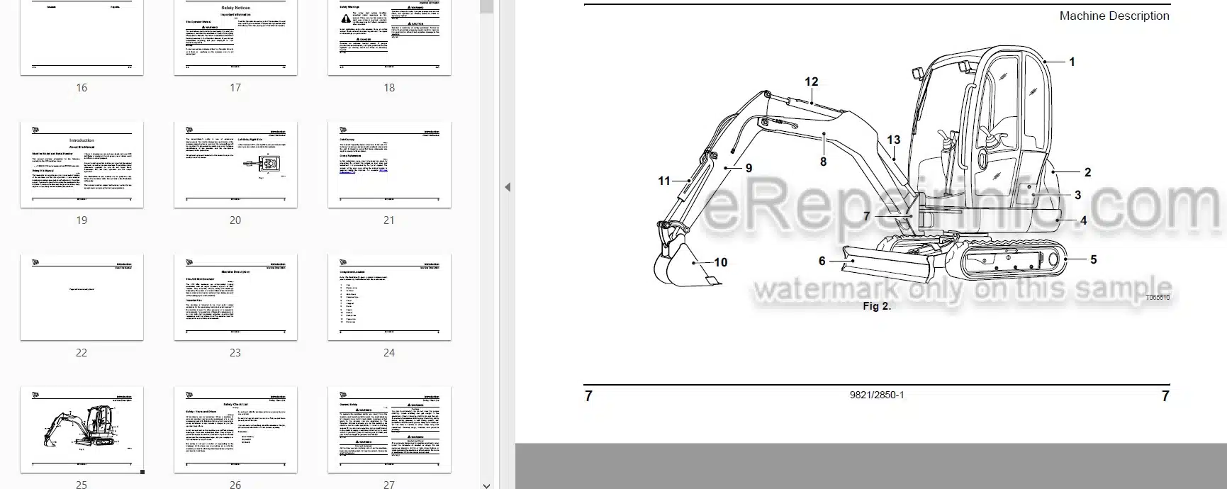 Photo 3 - JCB 8018CTS Operators Manual Compact Excavator 9821-2850