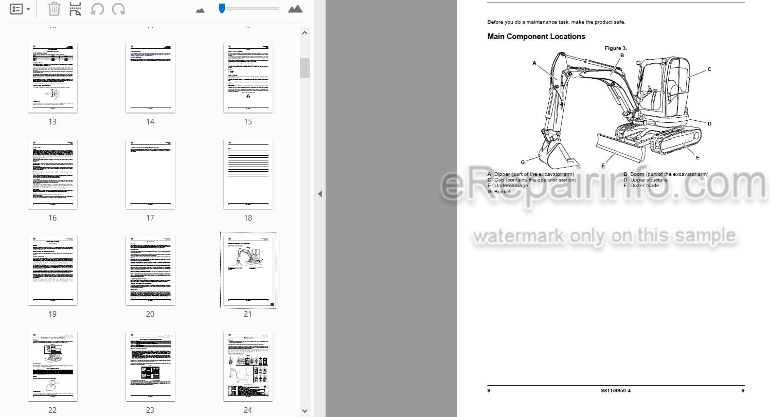 Photo 3 - JCB 8025ZTS 8026CTS 8030ZTS 8035ZTS Operators Manual Compact Excavator 9811-9950