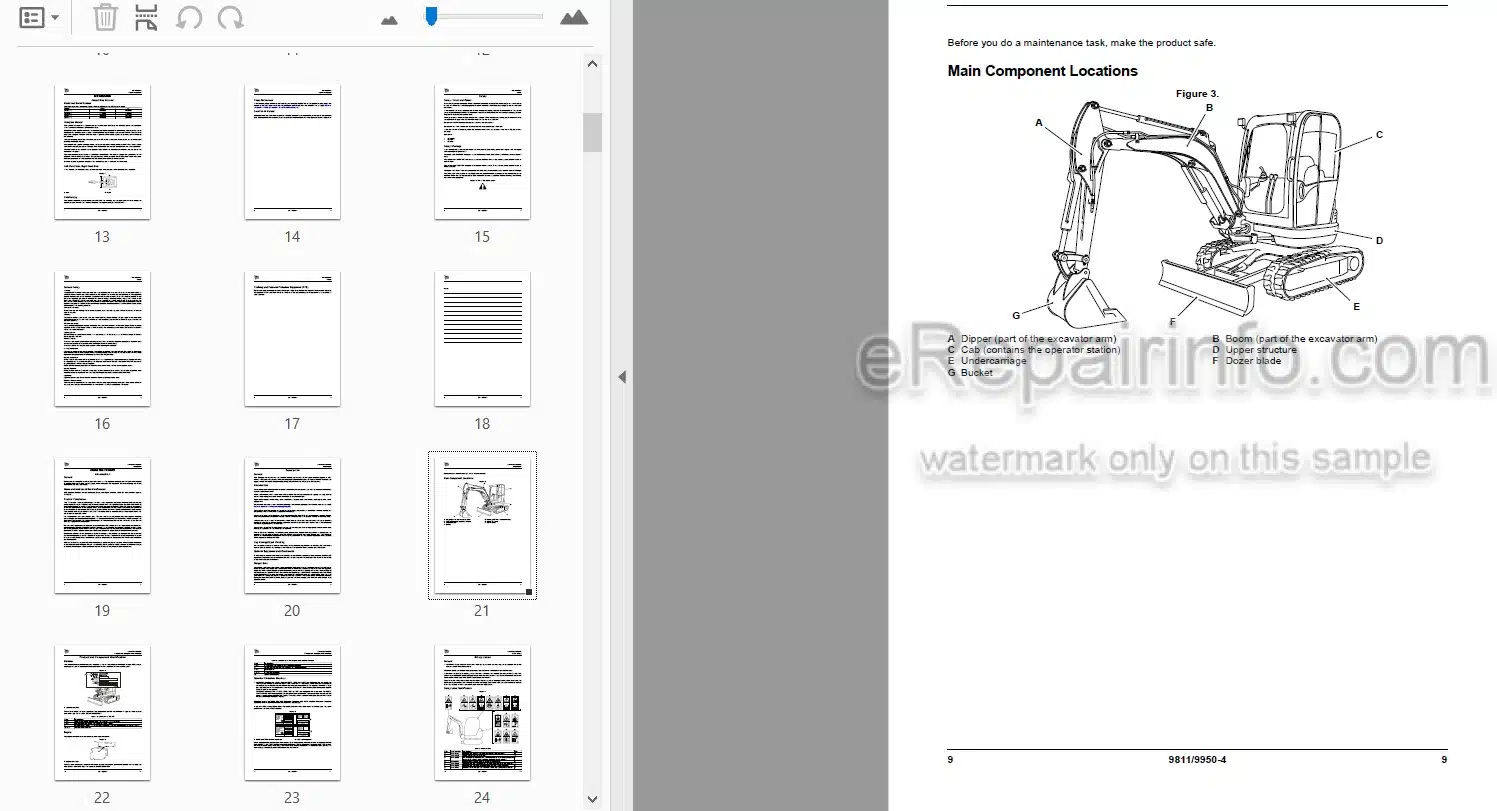 Photo 3 - JCB 8025ZTS 8026CTS 8030ZTS 8035ZTS Operators Manual Compact Excavator 9811-9950