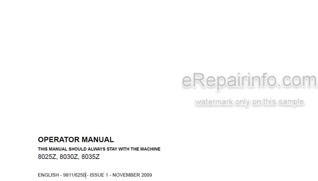 Photo 4 - JCB 8025Z 8030Z 8035Z Operators Manual Compact Excavator 9811-6250