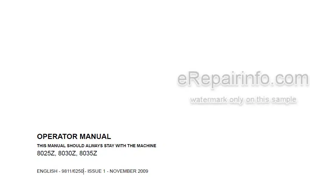 Photo 4 - JCB 8025Z 8030Z 8035Z Operators Manual Compact Excavator 9811-6250