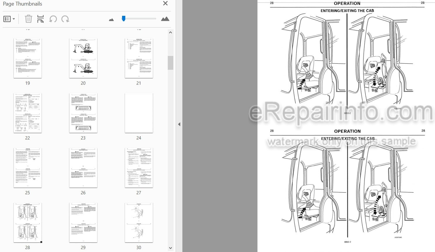 Photo 5 - JCB 8027Z 8032Z Operators Handbook Compact Excavator 9801-8850
