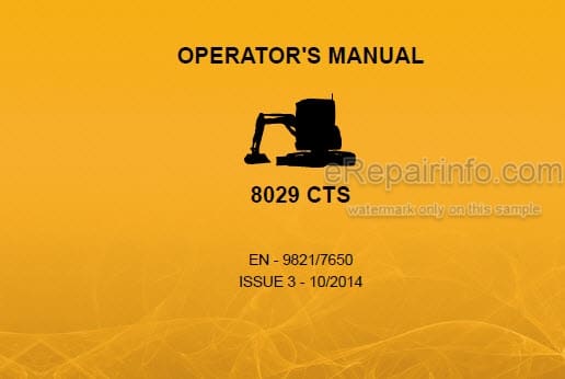 Photo 4 - JCB 8029CTS Operators Manual Compact Excavator 9821-7650