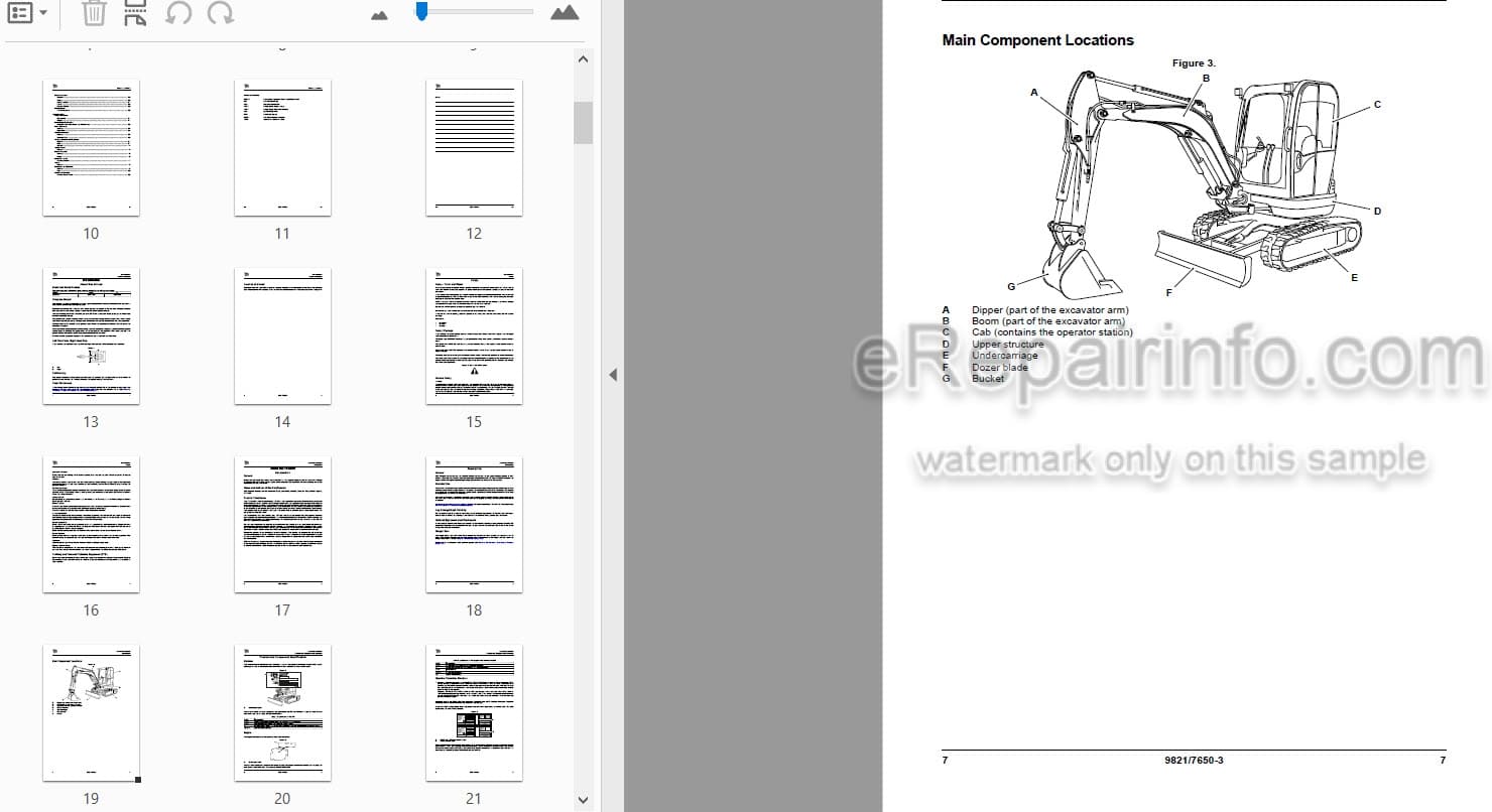Photo 3 - JCB 8029CTS Operators Manual Compact Excavator 9821-7650