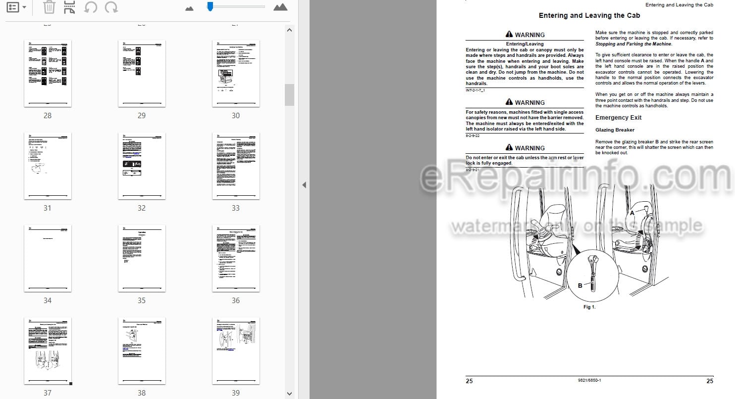 Photo 3 - JCB 8040ZTS 8045ZTS 8050RTS 8050ZTS 8055ZTS 8055RTS Operators Manual Compact Excavator