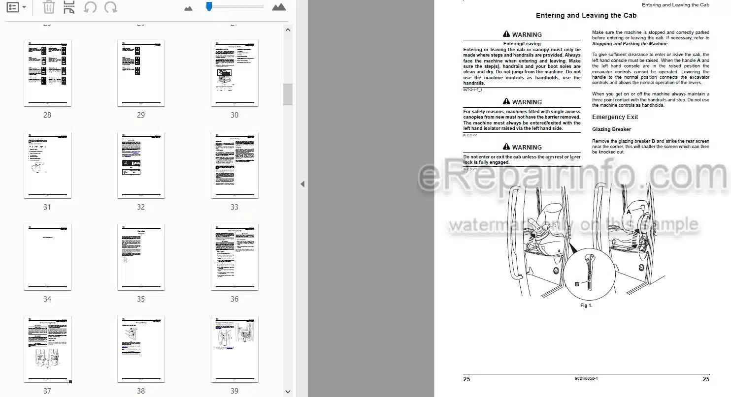 Photo 3 - JCB 8040ZTS 8045ZTS 8050RTS 8050ZTS 8055ZTS 8055RTS Operators Manual Compact Excavator
