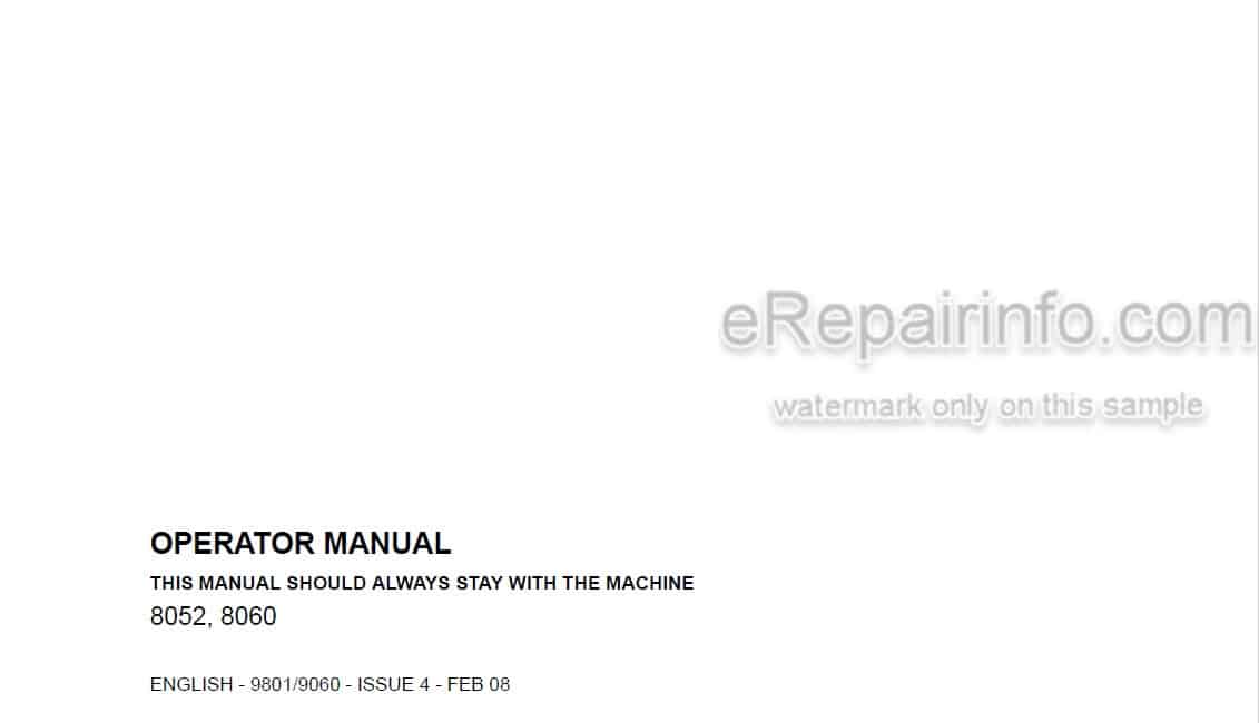 Photo 4 - JCB 8052 8060 Operators Manual Compact Excavator 9801-9060