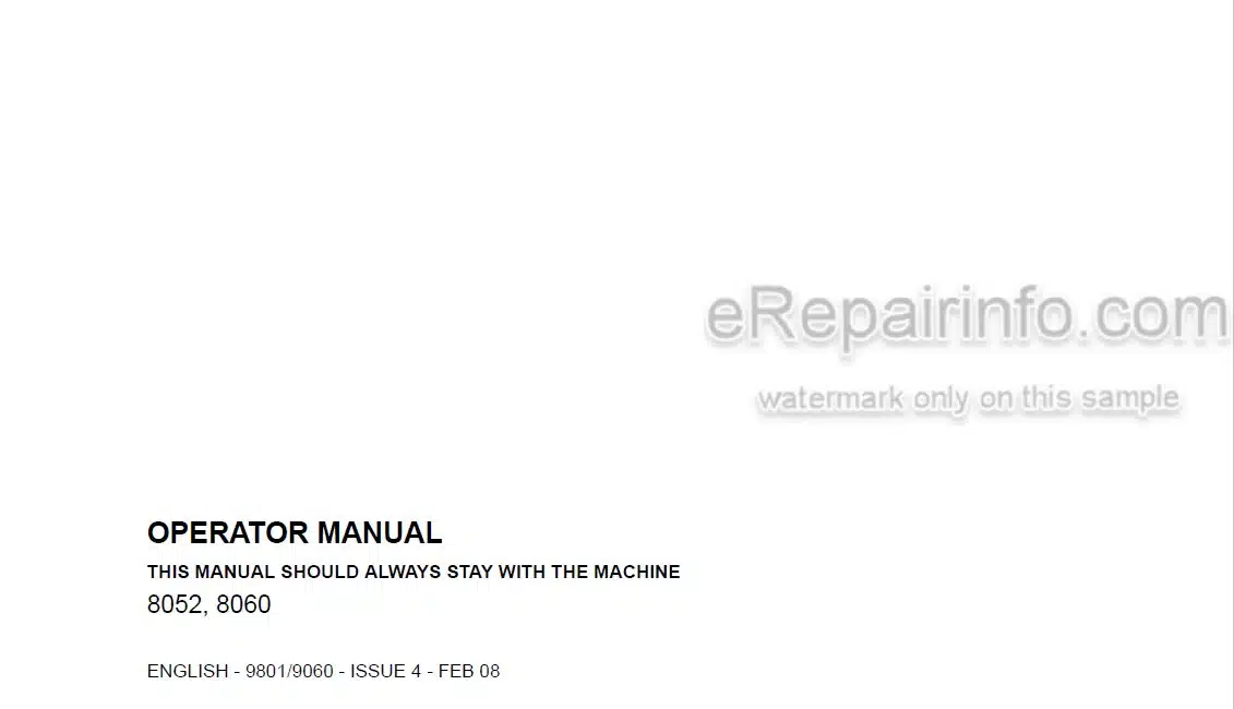 Photo 4 - JCB 8052 8060 Operators Manual Compact Excavator 9801-9060