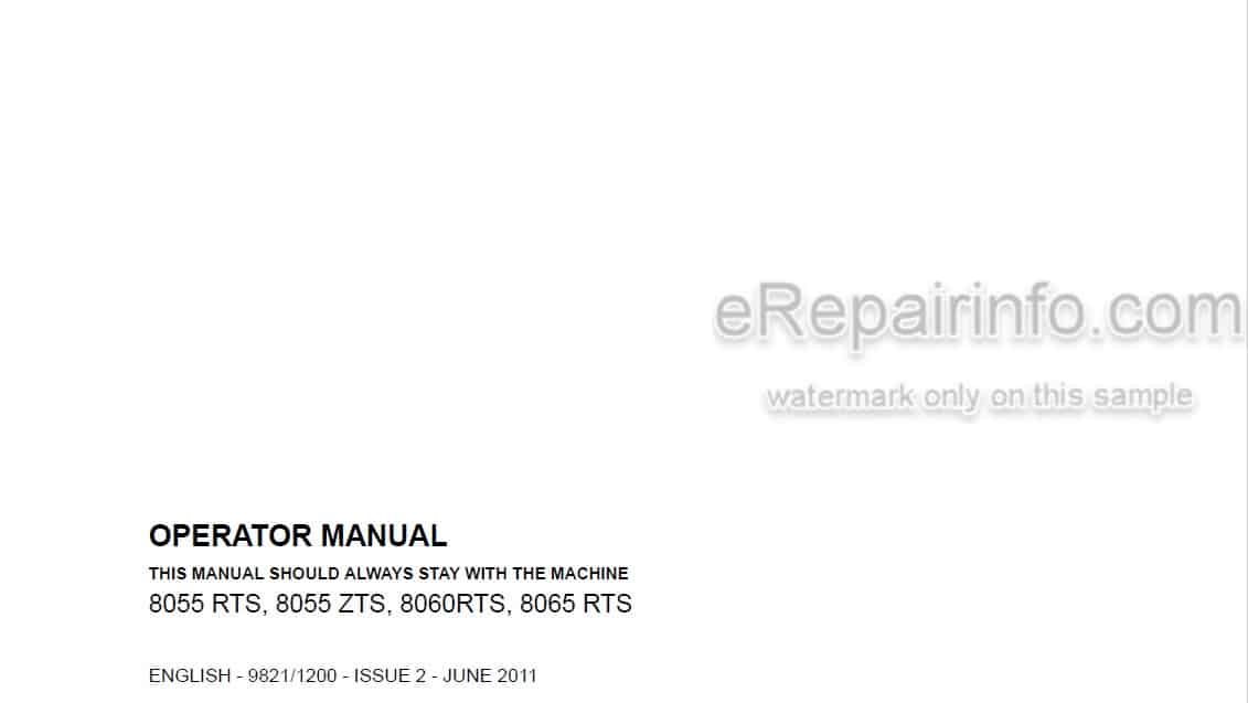 Photo 4 - JCB 8055RTS 8055ZTS 8060RTS 8065RTS Operators Manual Compact Excavator 9821-1200
