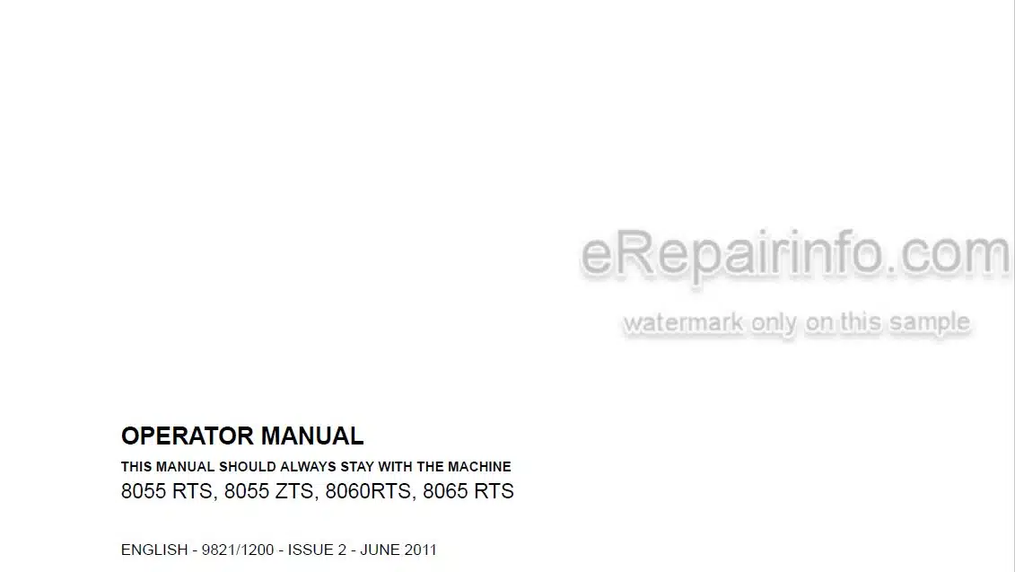 Photo 4 - JCB 8055RTS 8055ZTS 8060RTS 8065RTS Operators Manual Compact Excavator 9821-1200