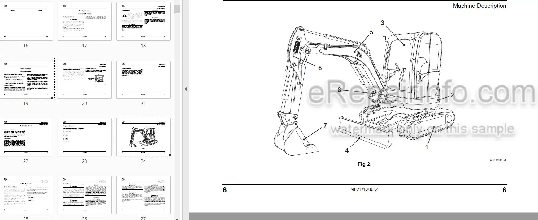 Photo 3 - JCB 8055RTS 8055ZTS 8060RTS 8065RTS Operators Manual Compact Excavator 9821-1200