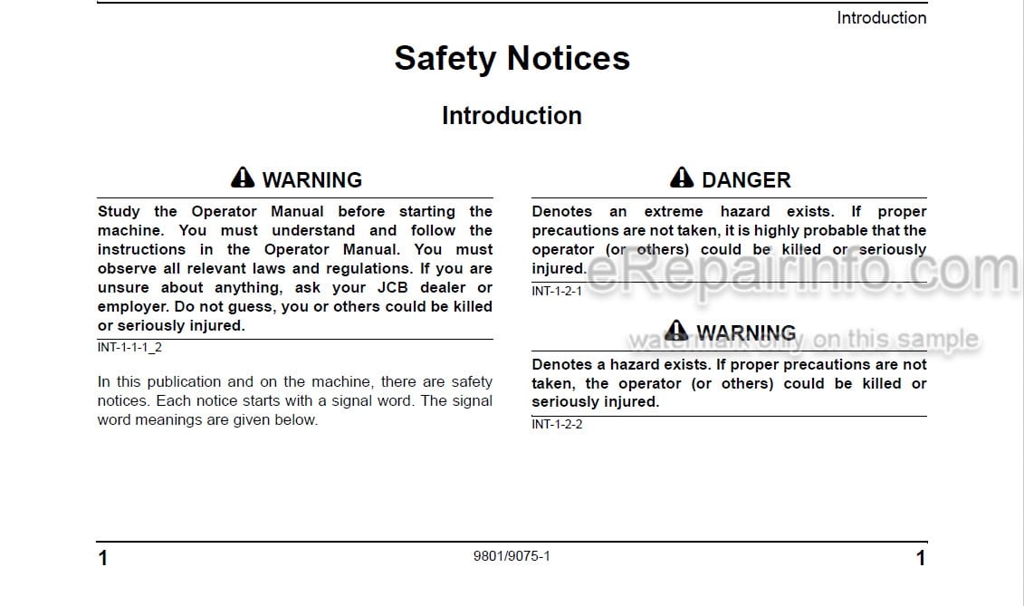 Photo 4 - JCB 8056 China Operators Manual Compact Excavator 9801-9075-1