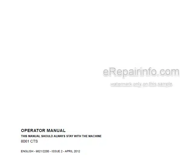 Photo 4 - JCB 8061CTS Operators Manual Compact Excavator 9821-2200