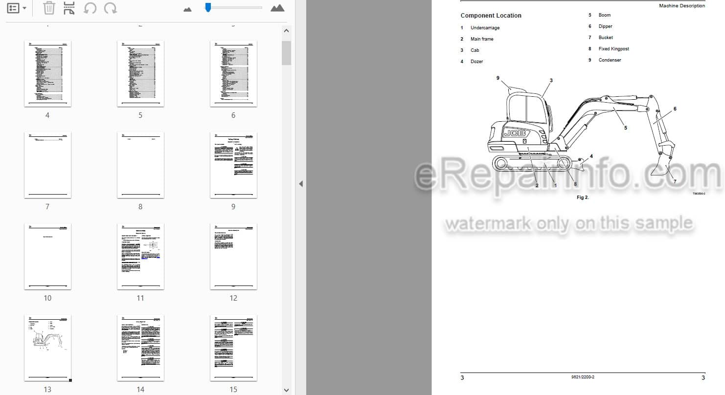 Photo 3 - JCB 8061CTS Operators Manual Compact Excavator 9821-2200