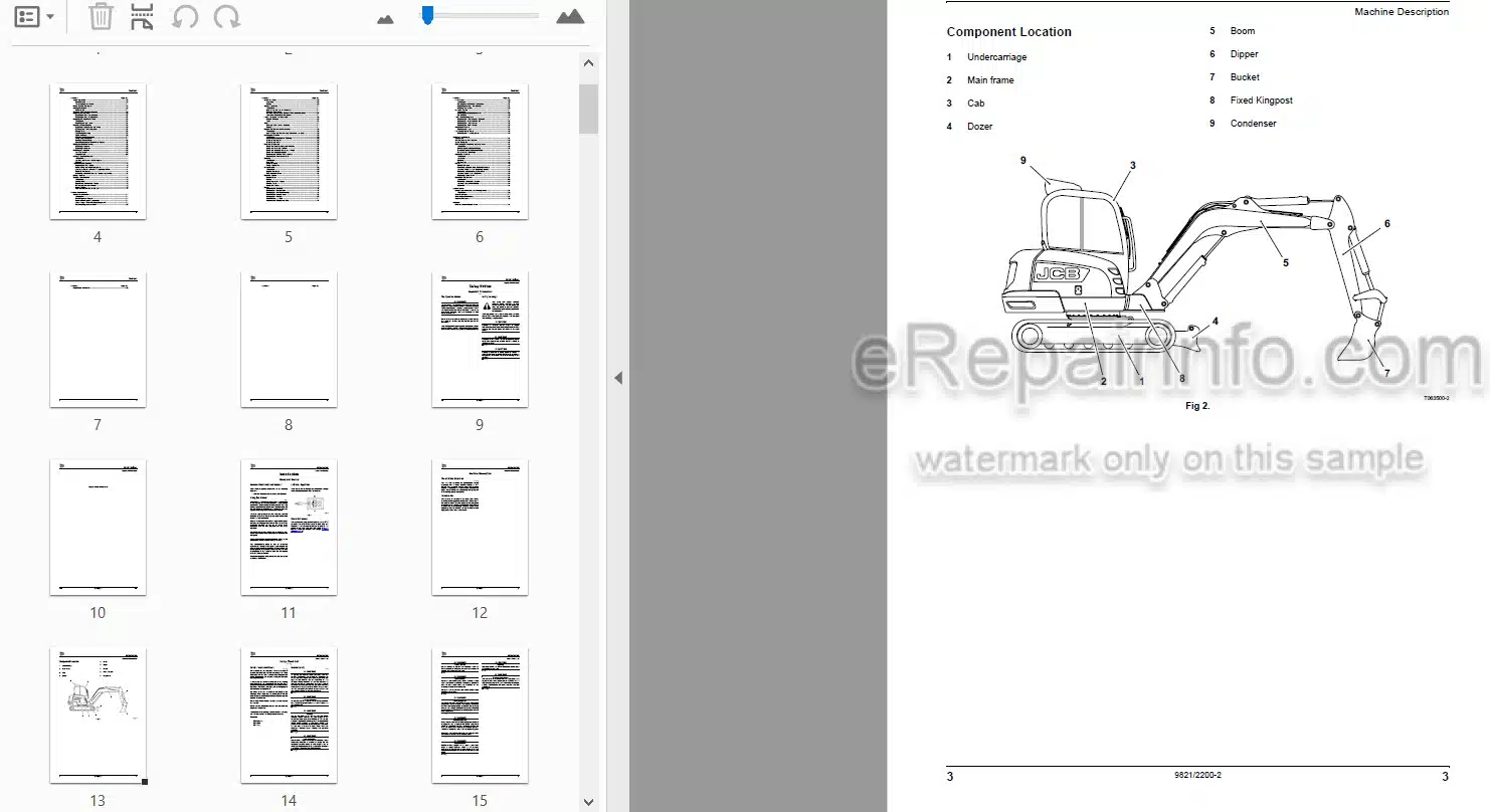 Photo 3 - JCB 8061CTS Operators Manual Compact Excavator 9821-2200