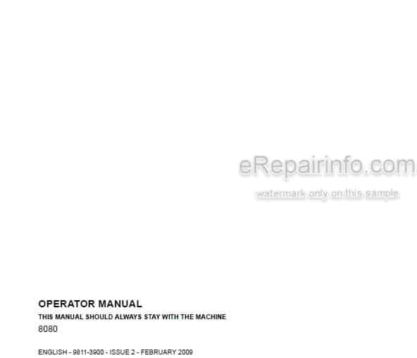 Photo 5 - JCB 8080 Operators Manual Compact Excavator 9811-3900