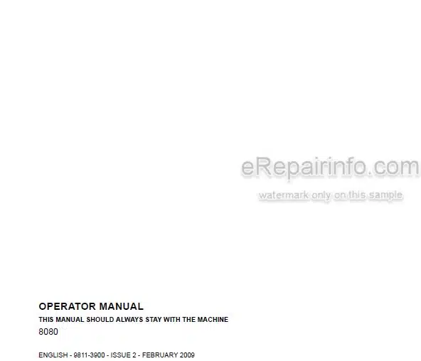 Photo 5 - JCB 8080 Operators Manual Compact Excavator 9811-3900