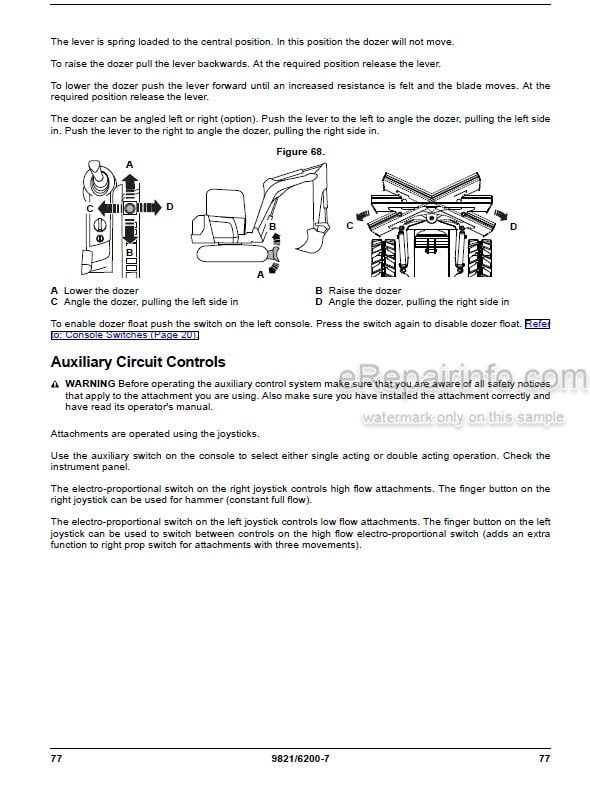 Photo 3 - JCB 85Z-1 86C-1 Operators Manual Compact Excavator 9821-6200