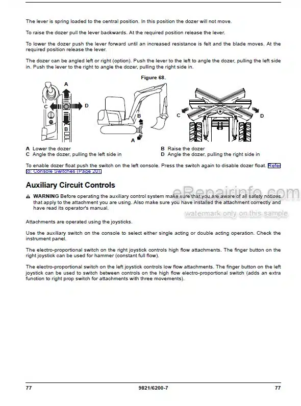 Photo 3 - JCB 85Z-1 86C-1 Operators Manual Compact Excavator 9821-6200