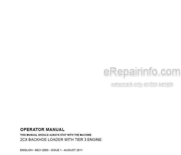 Photo 5 - JCB C2CX Tier 3 Operator Manual Backhoe Loader 9821-2050