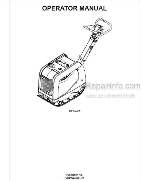 Photo 4 - JCB DE35-42 Operators Manual Reversible Plate Compactor 333-A4259-02