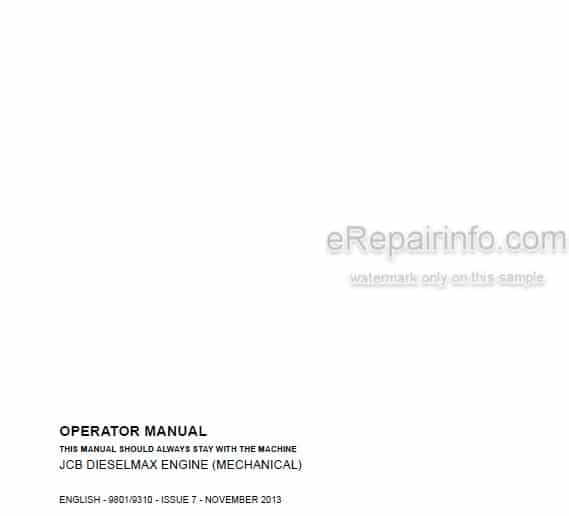 Photo 4 - JCB Dieselmax 444 448 Operators Manual Mechanical Engine 9801-9310
