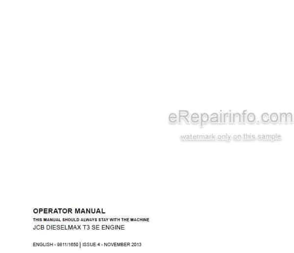 Photo 4 - JCB Dieselmax 444 448 T3 SE Operators Manual Engine 9811-1650