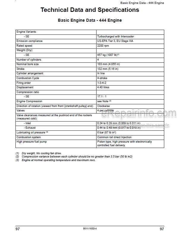 Photo 5 - JCB Dieselmax 444 448 T3 SE Operators Manual Engine 9811-1650