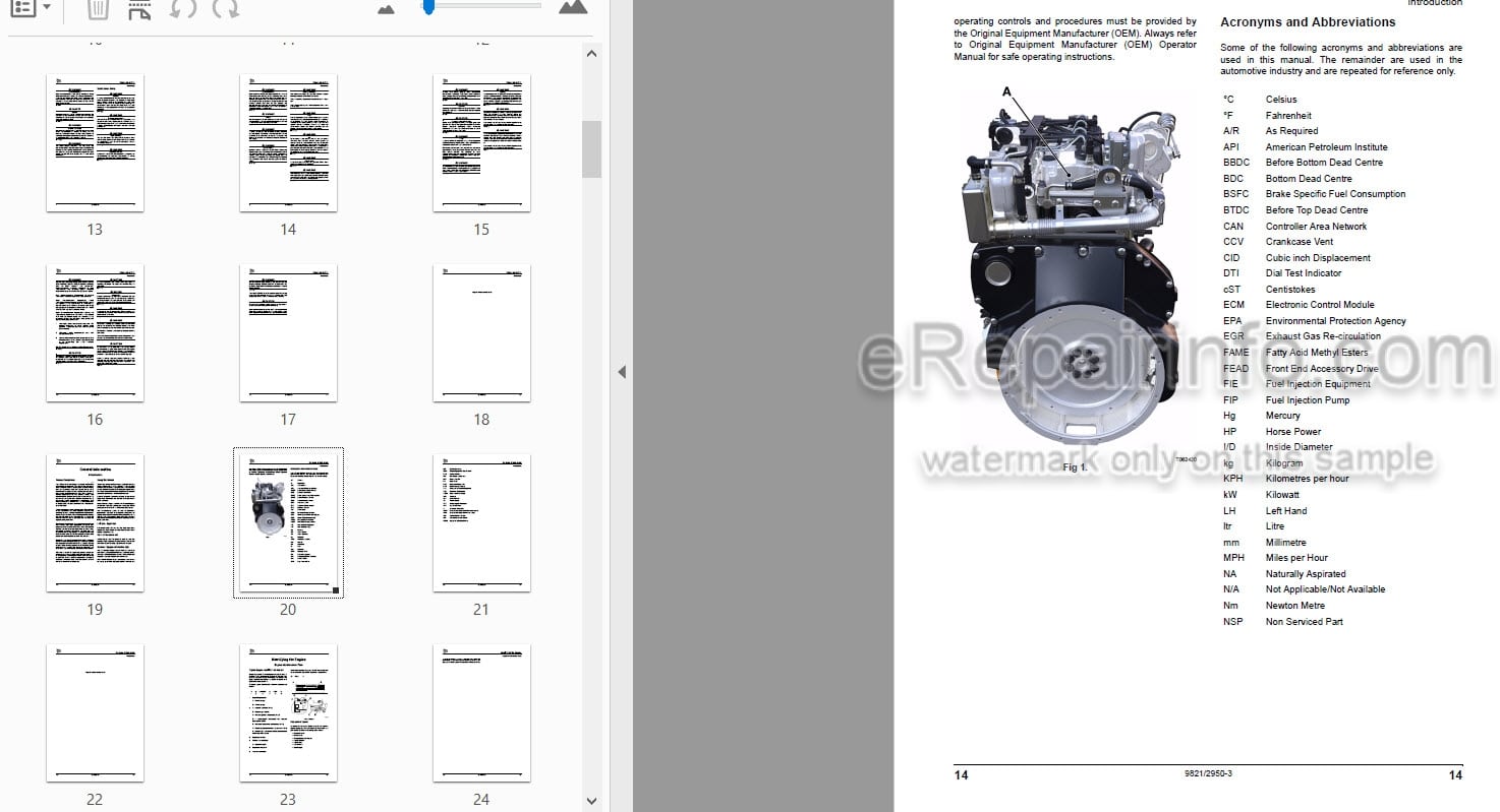 Photo 3 - JCB Ecomax 444 448 T4I T4 Operators Manual Engine 9821-2950
