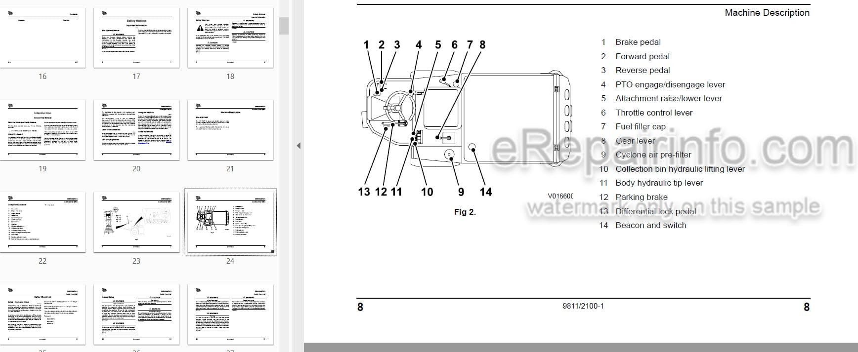 Photo 4 - JCB FM25 Operators Manual Front Mower 9811-2100