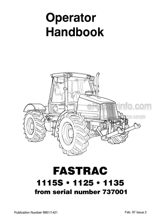 Photo 5 - JCB Fastrac 1115S 1125 1135 Operators Handbook Tractor 9801-1421