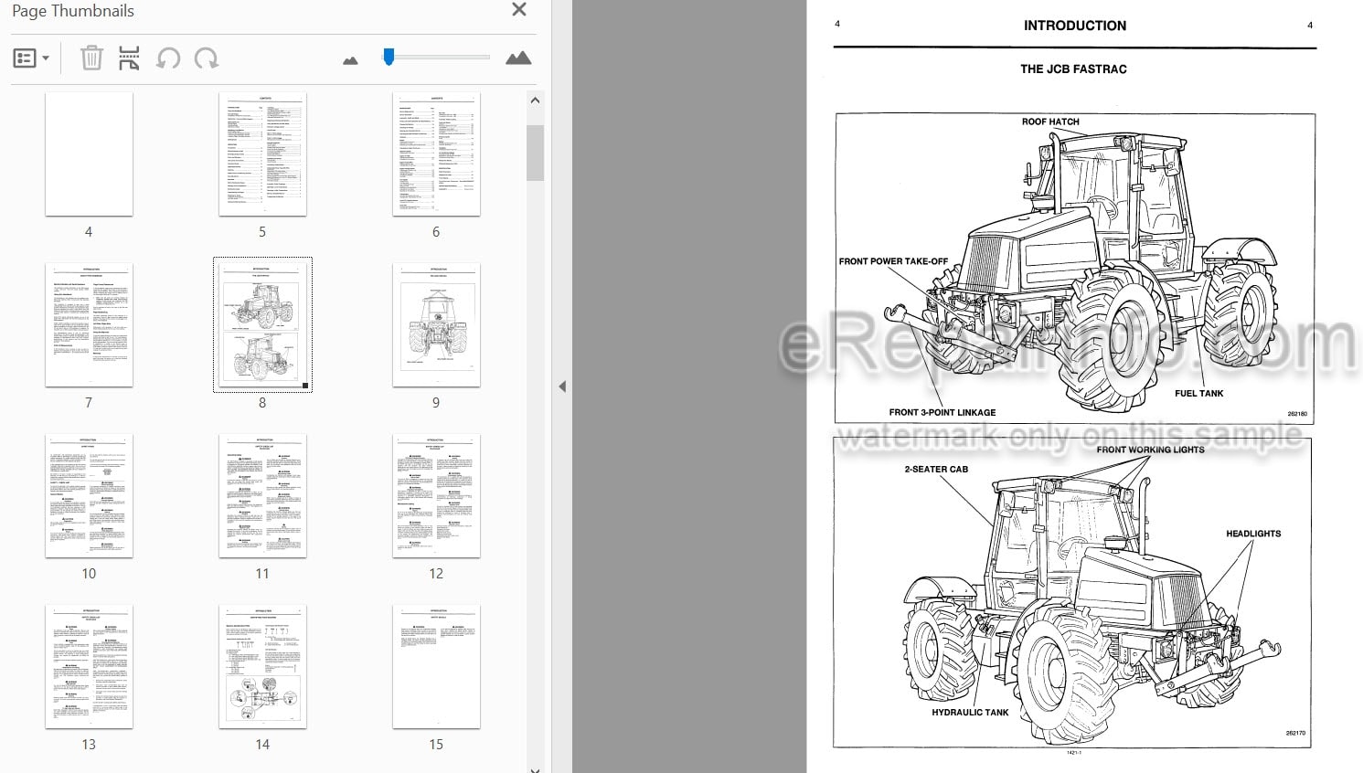 Photo 4 - JCB Fastrac 1115S 1125 1135 Operators Handbook Tractor 9801-1421