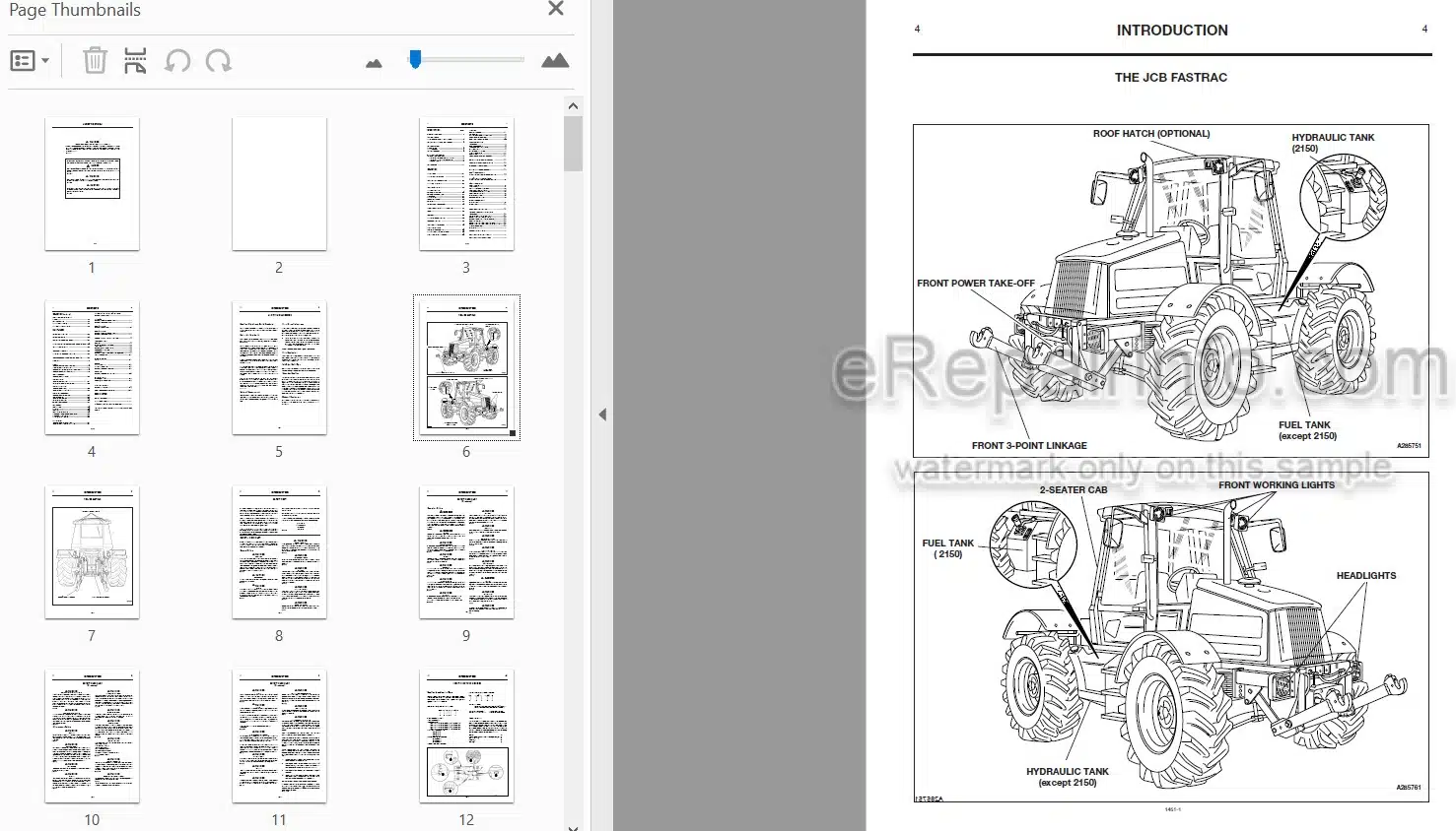 Photo 4 - JCB Fastrac 2115 2125 2150 Operators Manual Tractor 1451