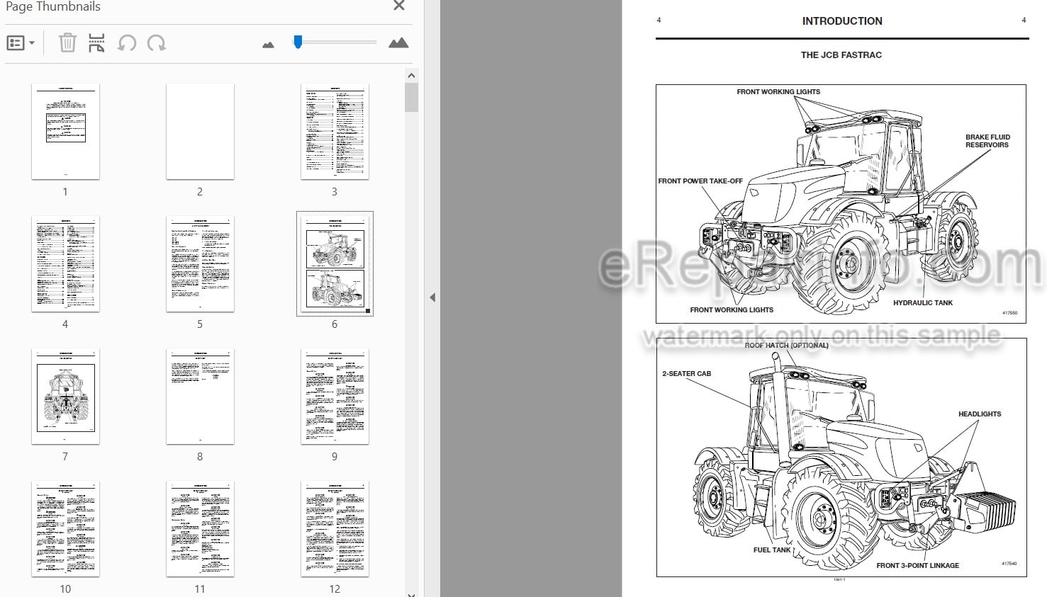 Photo 3 - JCB Fastrac 3170 3220 3230 Plus Operators Manual Tractor 1501