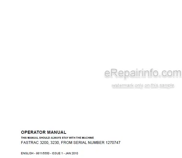 Photo 4 - JCB Fastrac 3200 3230 Plus Operators Manual Tractor 9811-5550