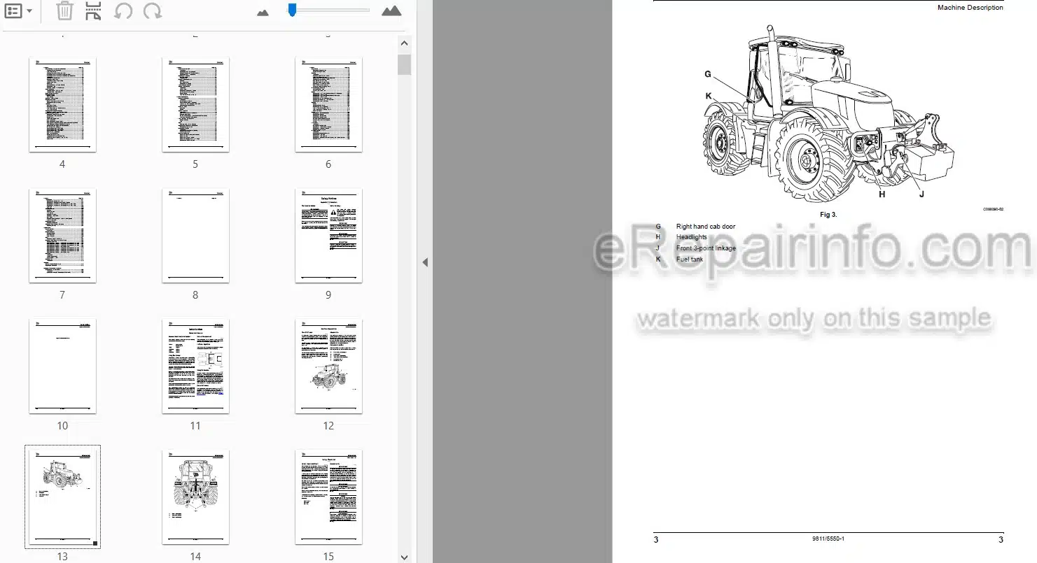 Photo 3 - JCB Fastrac 3200 3230 Plus Operators Manual Tractor 9811-5550
