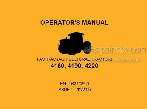 Photo 4 - JCB Fastrac 4160 4190 4220 Operators Manual Tractor 9831-3950