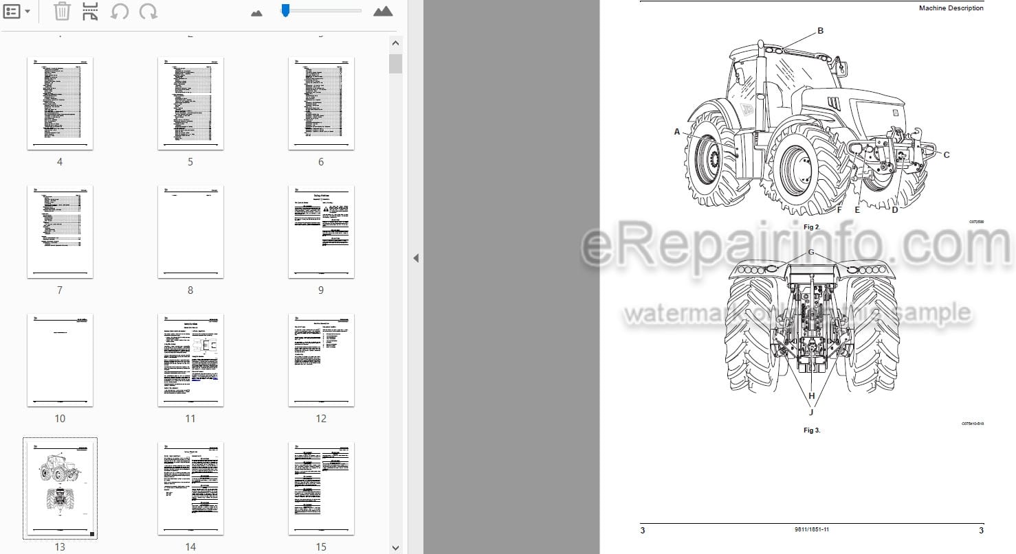 Photo 3 - JCB Fastrac 7170 7200 7230 7270 Operators Manual Tractor 9811-1851
