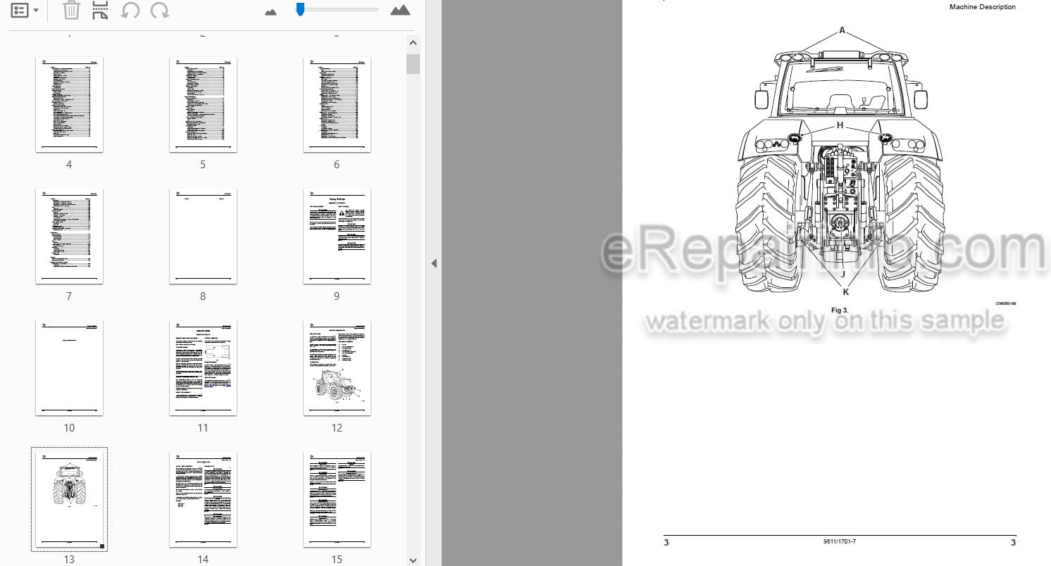 Photo 3 - JCB Fastrac 8250 Operators Manual Tractor 9811-1701