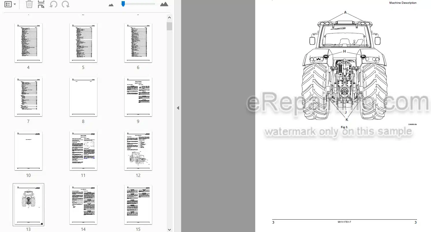 Photo 3 - JCB Fastrac 8250 Operators Manual Tractor 9811-1701