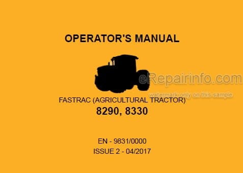 Photo 4 - JCB Fastrac 8290 8330 Operators Manual Tractor 9831-0000