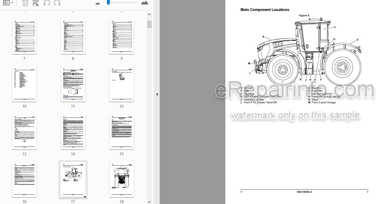 Photo 3 - JCB Fastrac 8290 8330 Operators Manual Tractor 9831-0000
