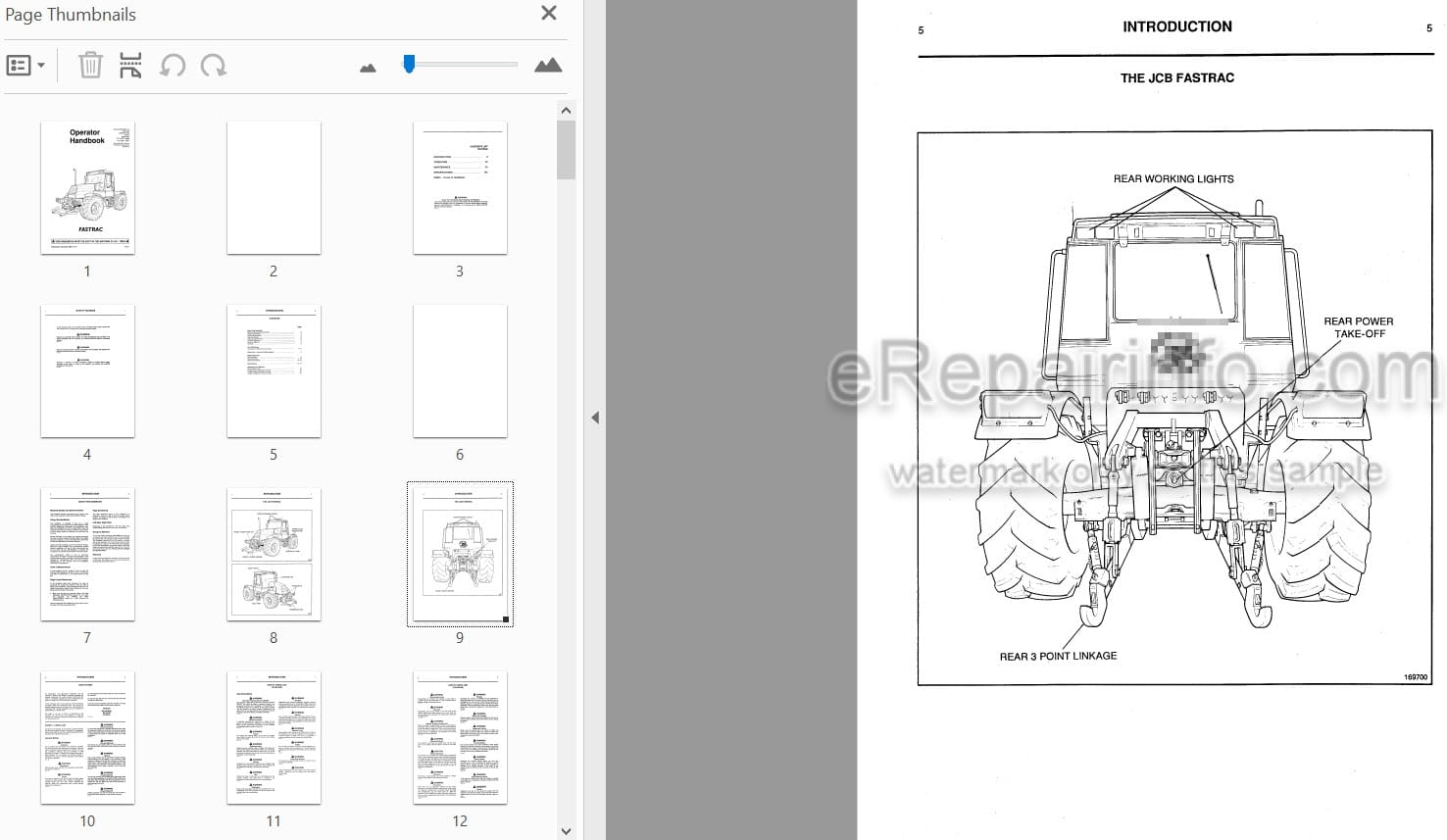 Photo 3 - JCB Fastrac Range Operators Handbook Tractor 9801-1311