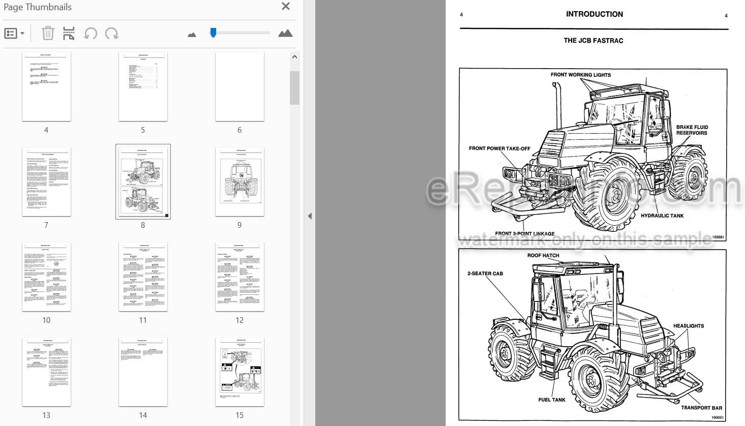 Photo 4 - JCB Fastrac Range Operators Handbook Tractor 9801-1321