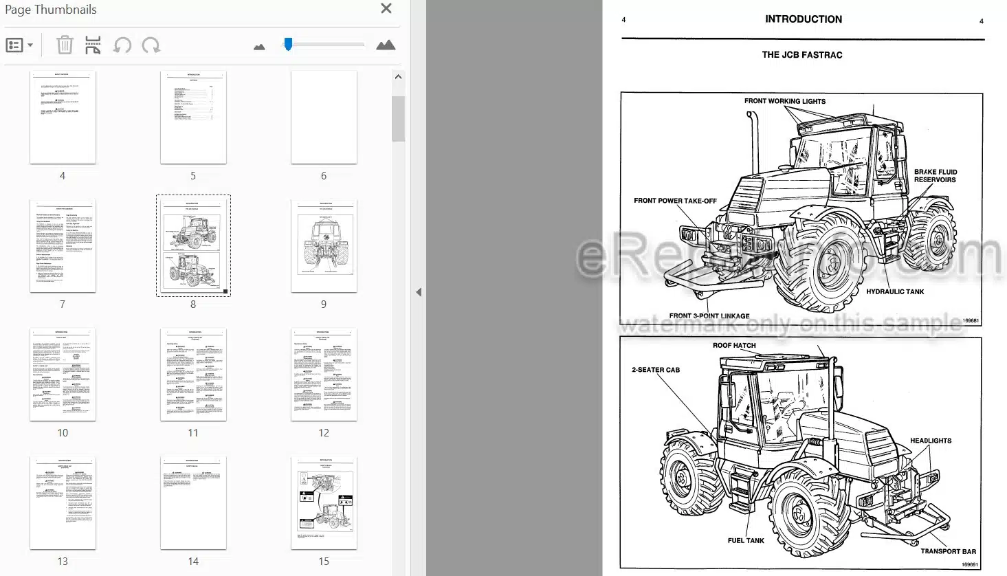 Photo 4 - JCB Fastrac Range Operators Handbook Tractor 9801-1321