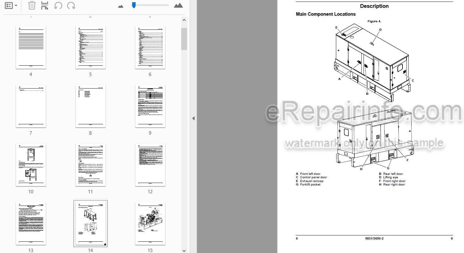 Photo 3 - JCB G100RS G125RS G60RS G80RS Operators Manual Generator 9831-3650